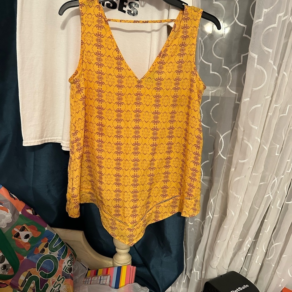 a.n.a Yellow and Purple Patterned Tank Top